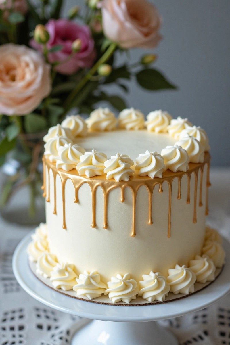 Golden Elegance Drip Cake