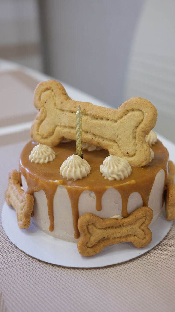 Golden Bone Pawty Dog Birthday Cake
