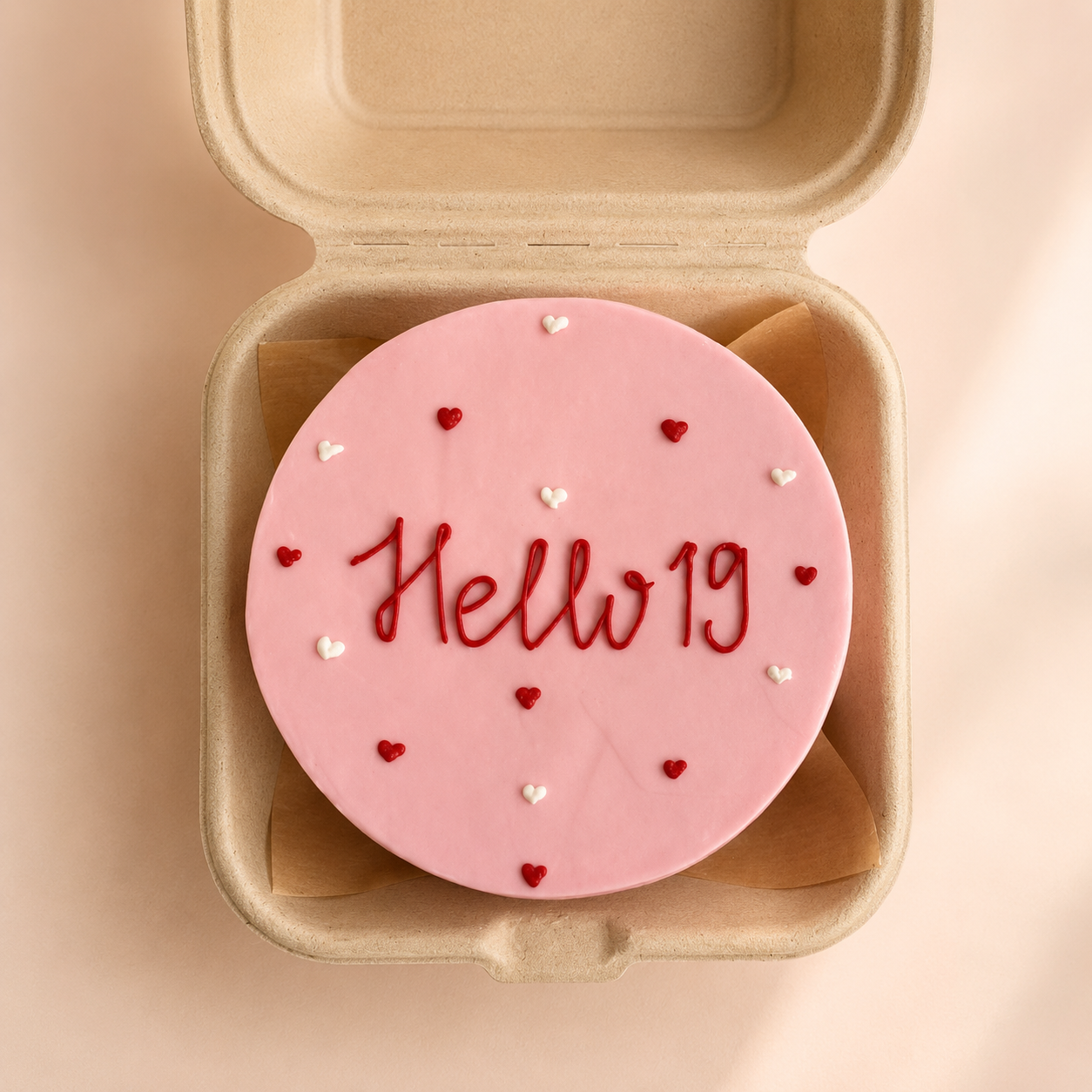 Hello 19 Blush Bento Cake