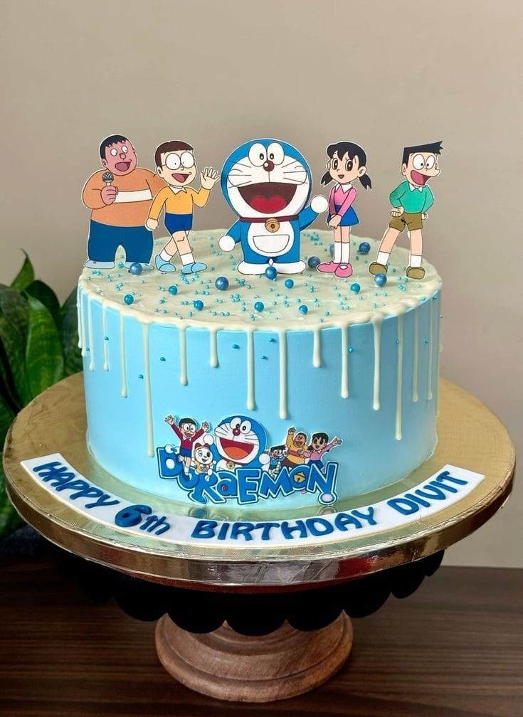 Doraemon Drip Theme Birthday Cake