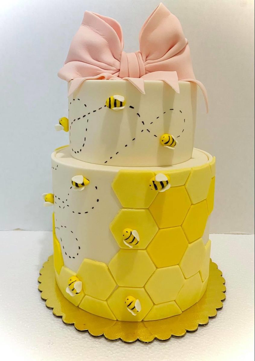 Honeybee Bliss Cake with Bow Topper