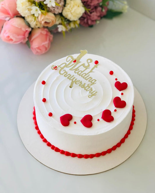 1st Wedding Anniversary Heart Cake