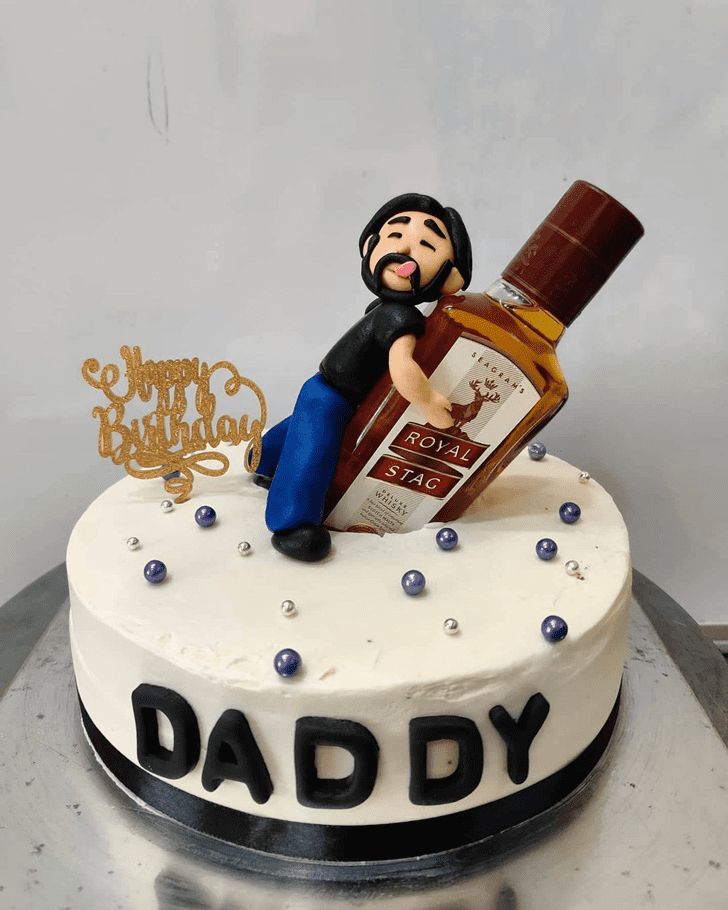 Whiskey Bottle Themed Daddy Birthday Cake