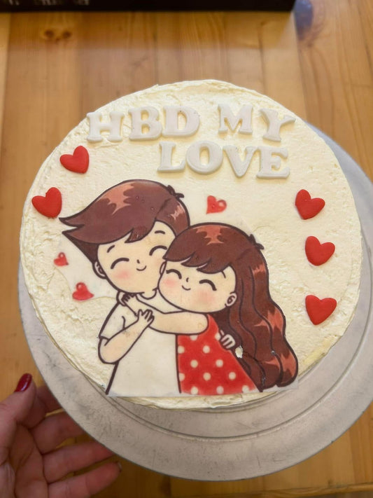 My Love Birthday Cake – Couple Theme Heart Cake