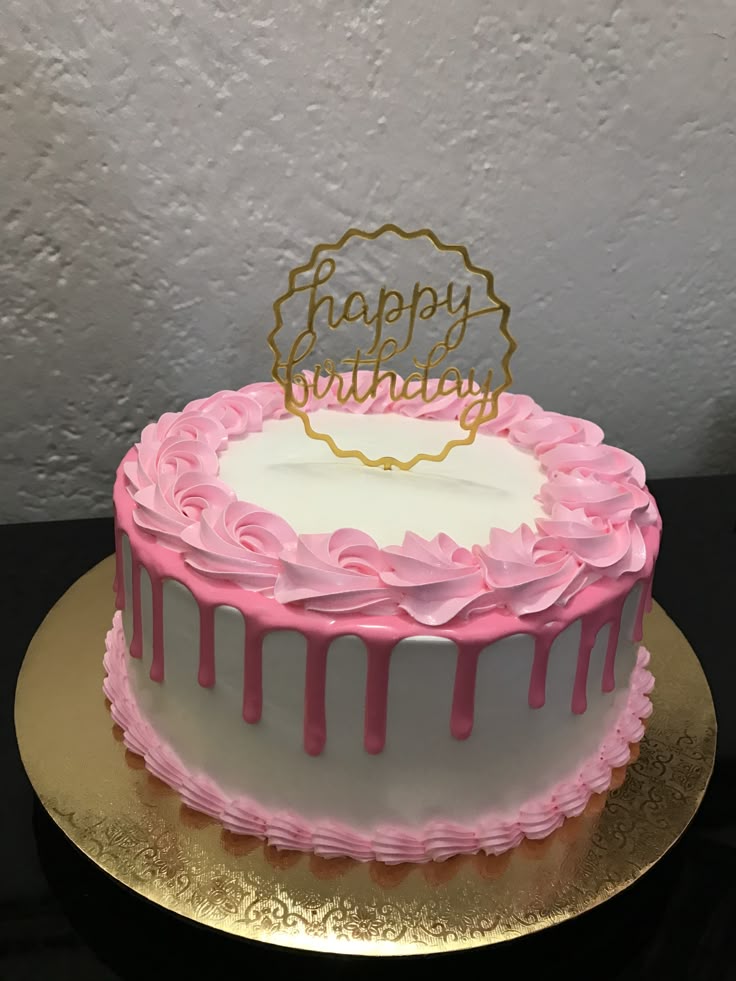 Pink Drip Birthday Cake