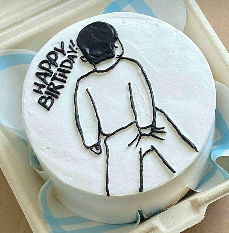 Minimalist Line Art Birthday Cake – Funny & Unique Design