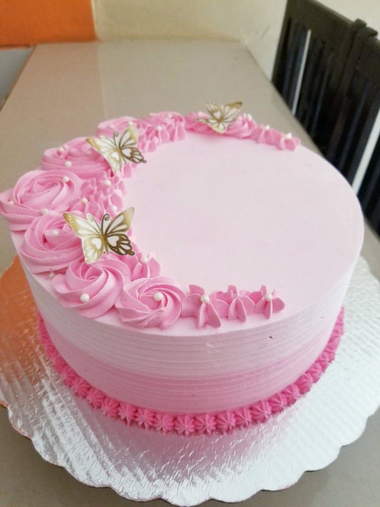Pink Butterfly Floral Cake