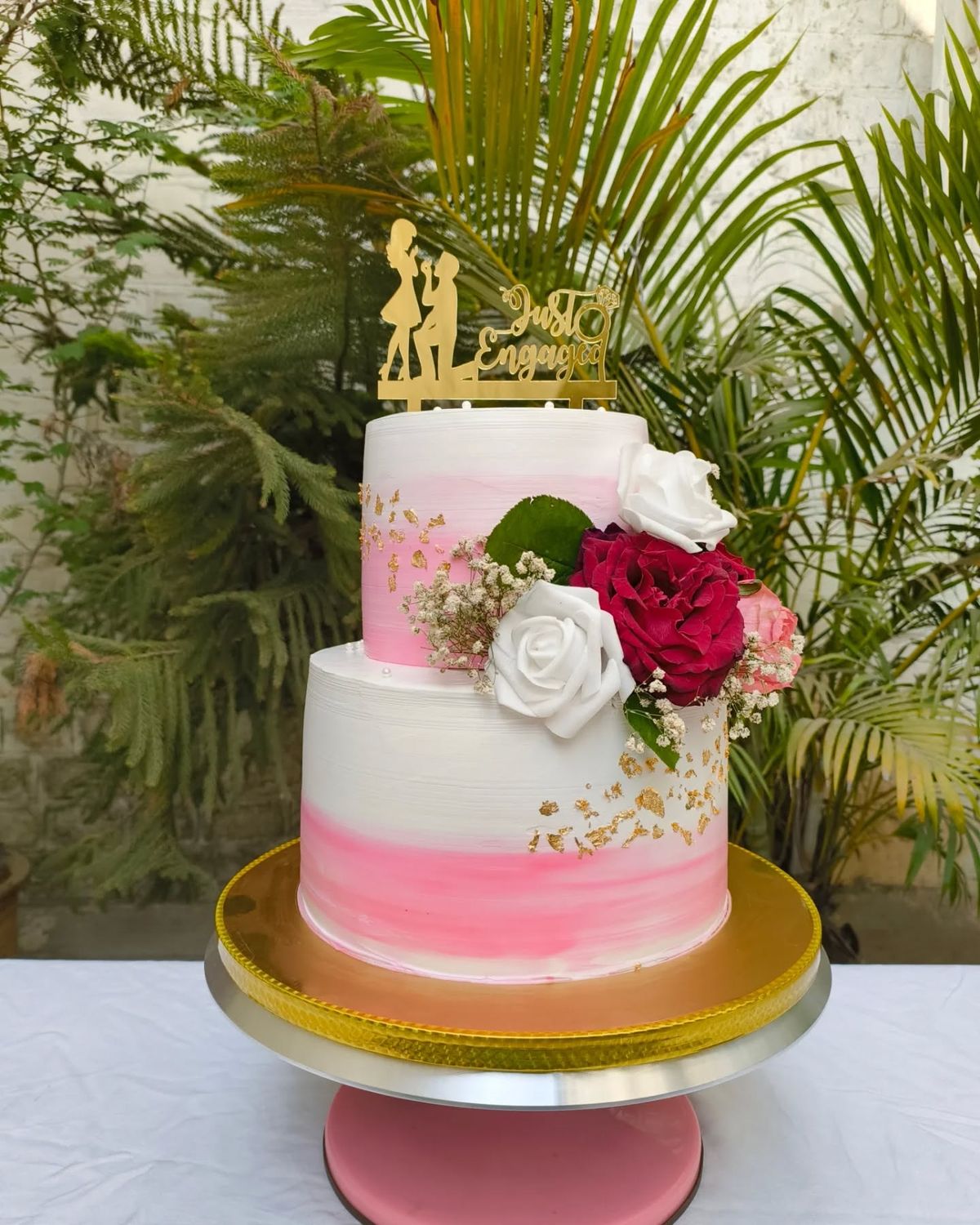 Elegant Blush Engagement Cake