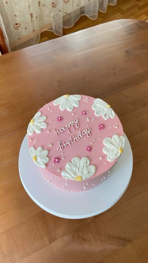 Pink Daisy Floral Bento Cake