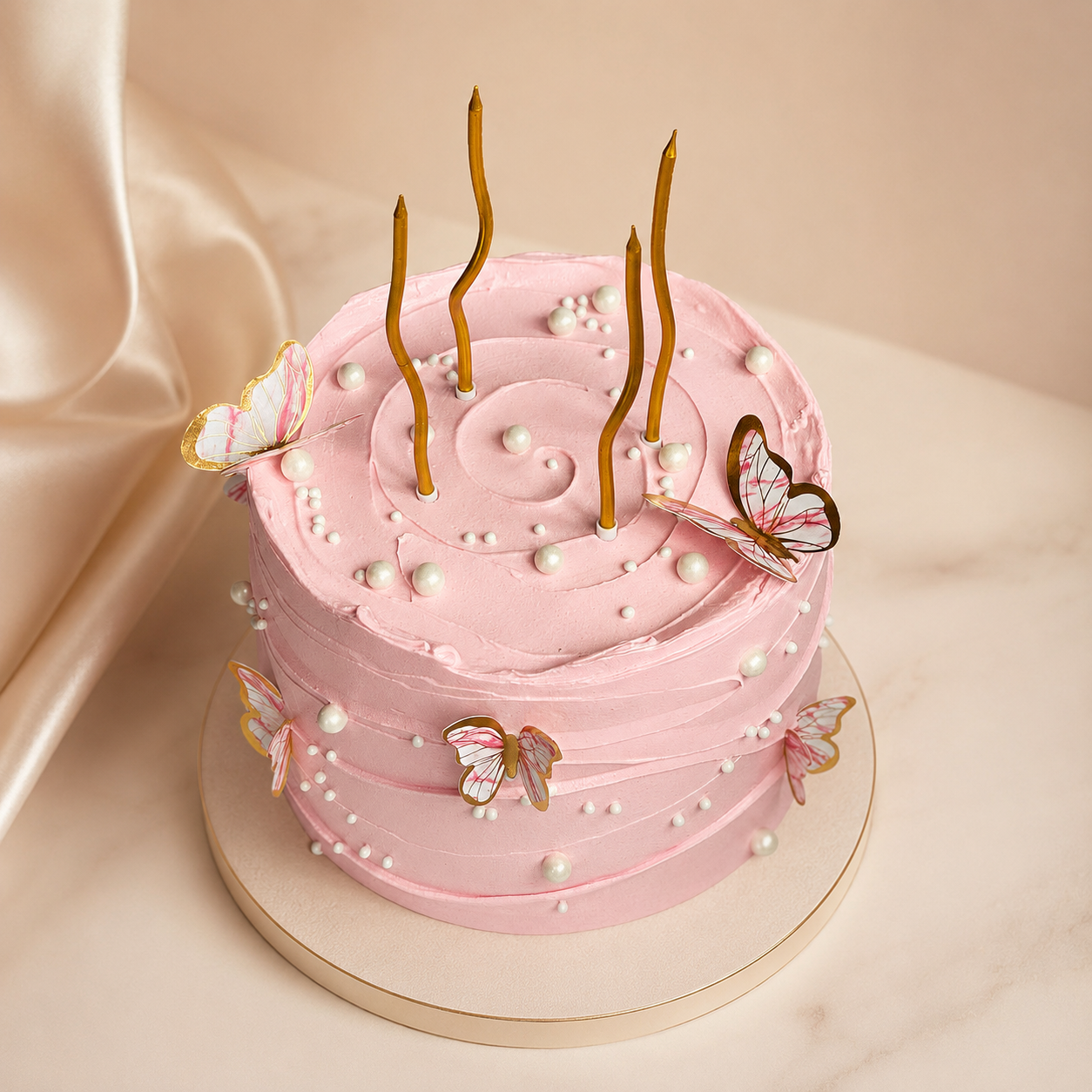 Blush Butterfly Pearl Cake