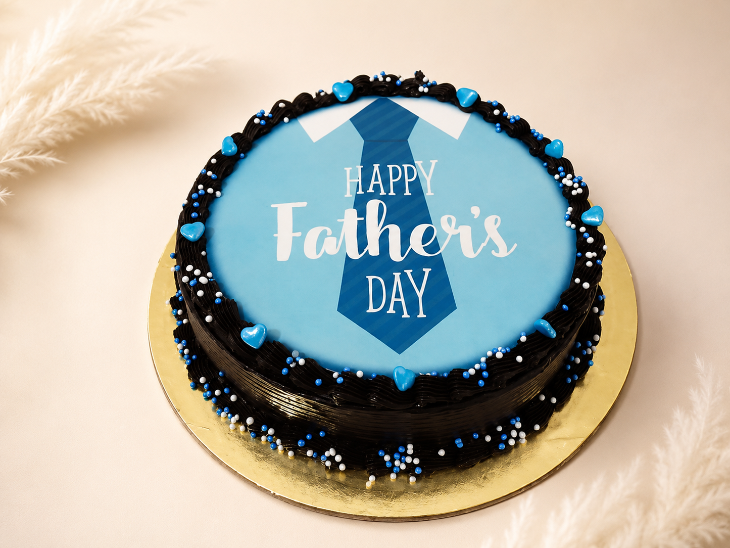 Eggless Blue Tie Theme Father’s Day Cake