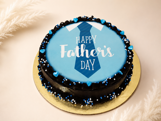Eggless Blue Tie Theme Father’s Day Cake