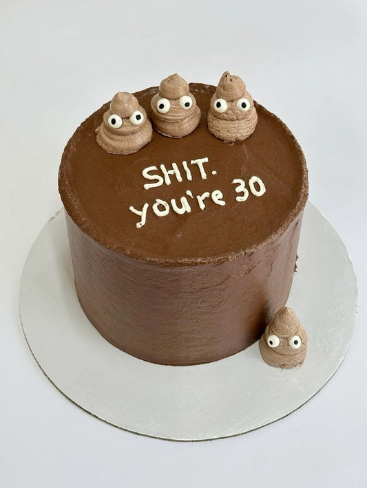 Funny 30th Birthday Poop Emoji Cake
