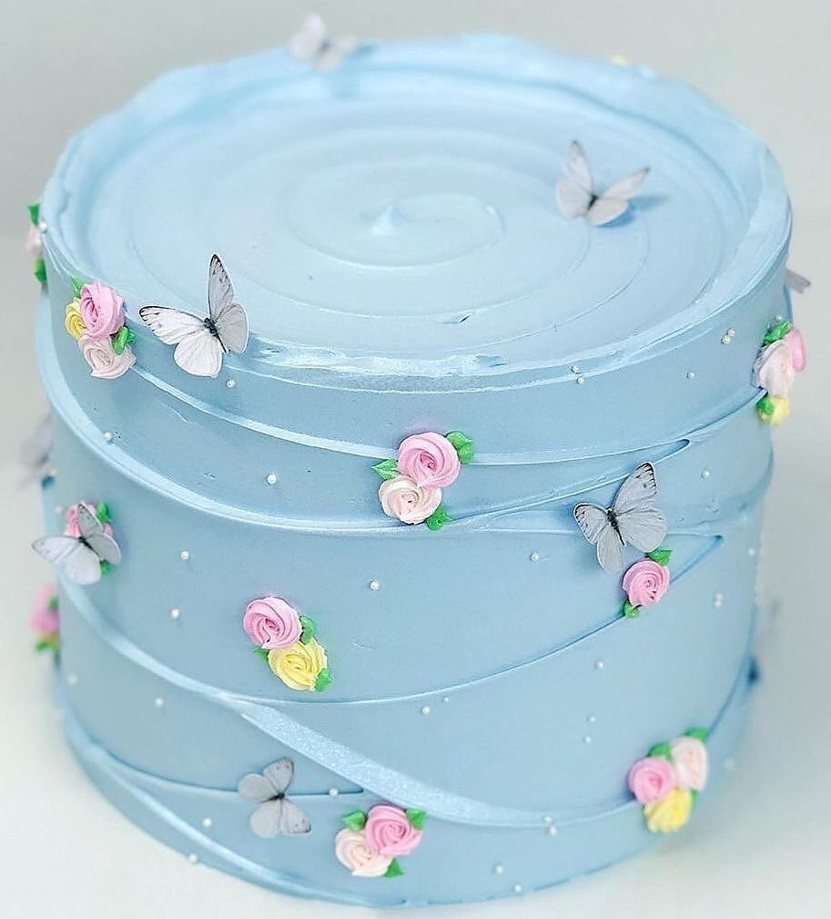 Blue Blossom Butterfly Cake