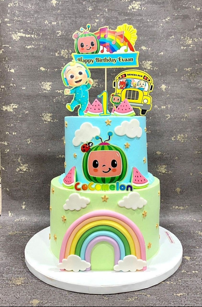Cocomelon Double-Tier Birthday Cake