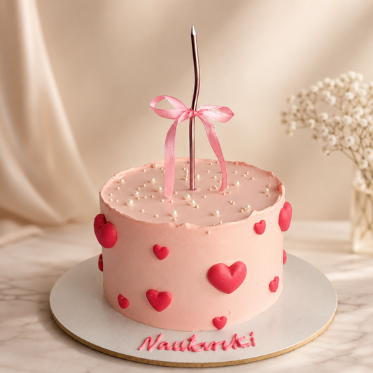 Blush Heart Ribbon Cake