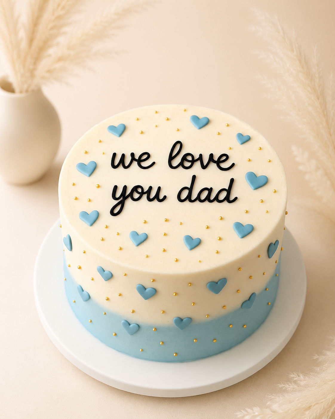 Premium Father’s Day Cake with Blue Hearts