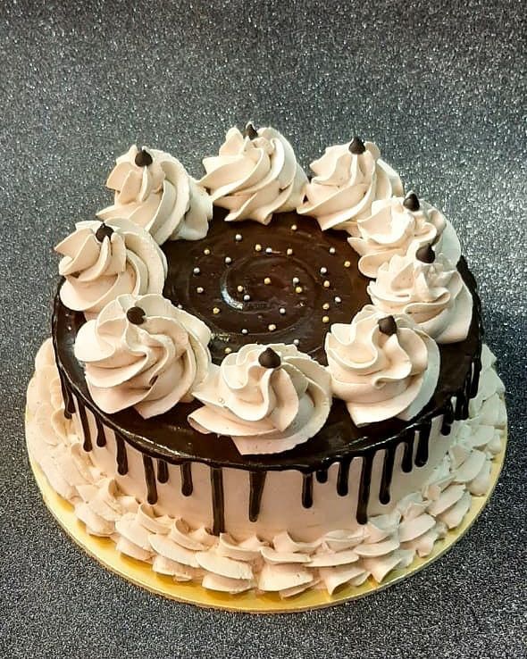 Chocolate Swirl Rosette Drip Cake