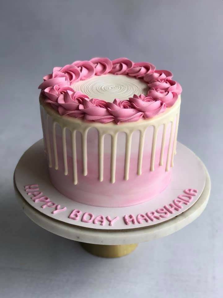 Pink Rosette Drip Cake