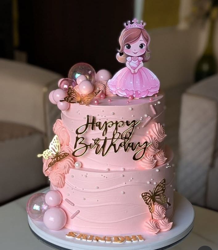Pink Princess and Butterfly Tiered Cake