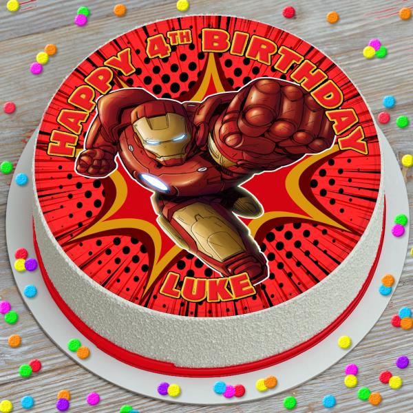 Iron Hero Birthday Photo Cake